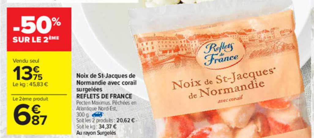 noix de st-jacques de normandie avec corail surgelées reflets de france