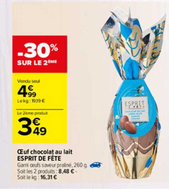 œuf Chocolat Au Lait Esprit De Fête
