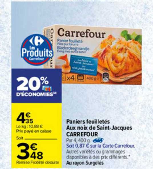 paniers feuilletés aux noix de saint-jacques carrefour
