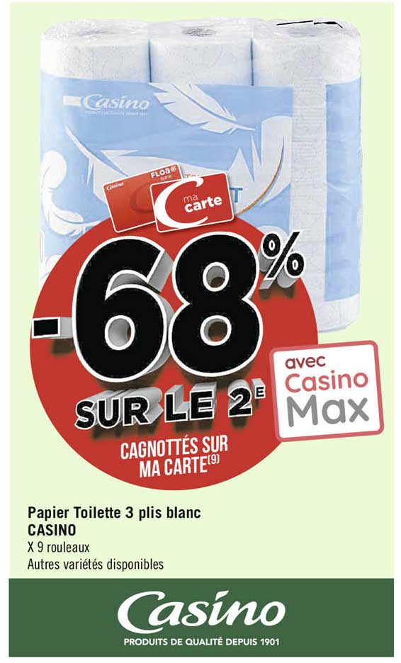papier toilette 3 plis blanc casino