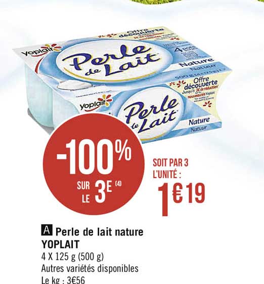 Perle De Lait Nature Yoplait