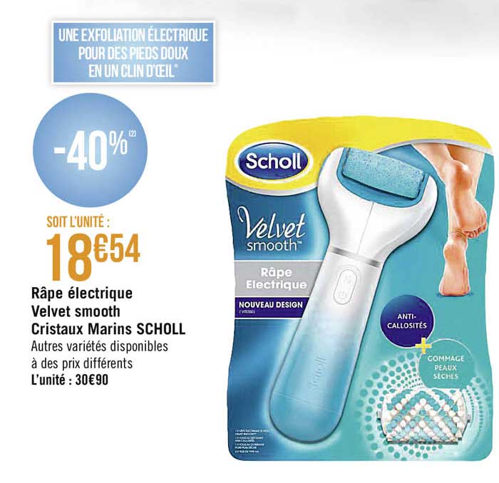râpe électrique velvet smooth cristaux marins scholl
