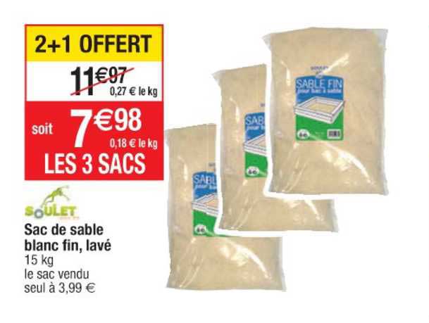 sac de sable blanc fin, lavé