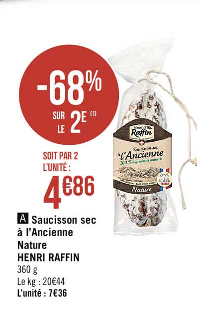 Saucisson Sec à L'ancienne Nature Henri Raffin