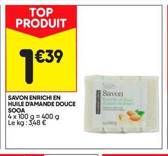 savon enrichi en huile d'amande douce sooa