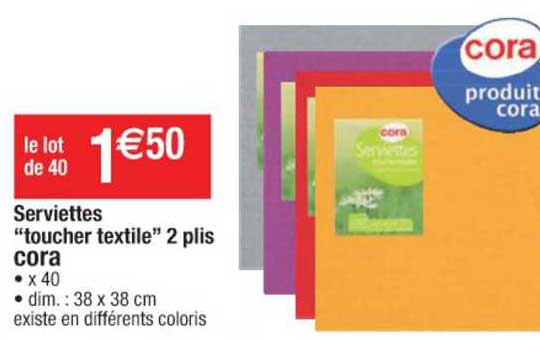 serviettes "toucher textile" 2 plis cora