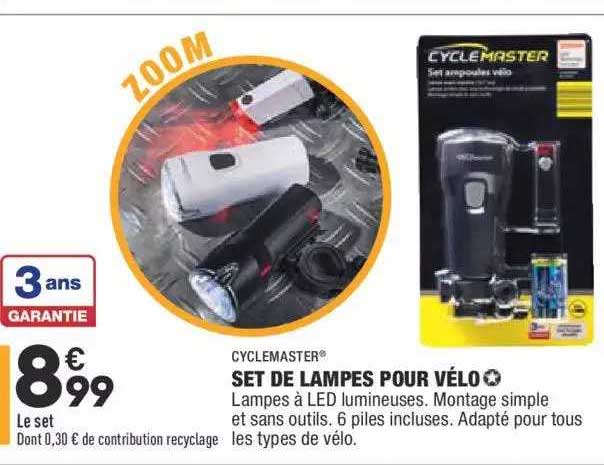 set de lampes pour vélo cyclemaster