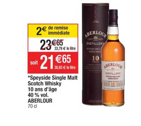 speyside single malt scotch whisky 10 ans d'âge 40% vol. aberlour