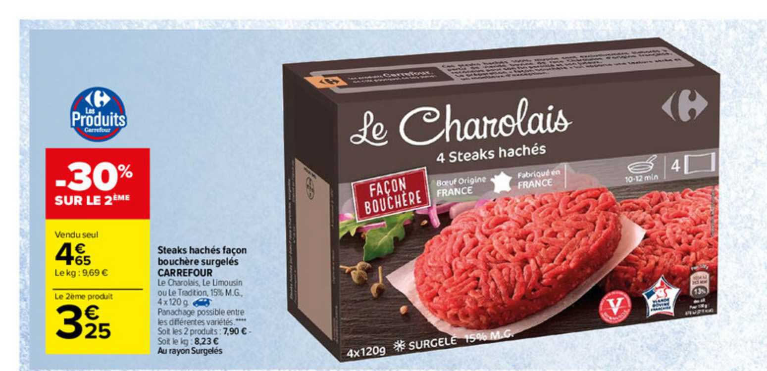 steaks hachés façon bouchère surgelés carrefour