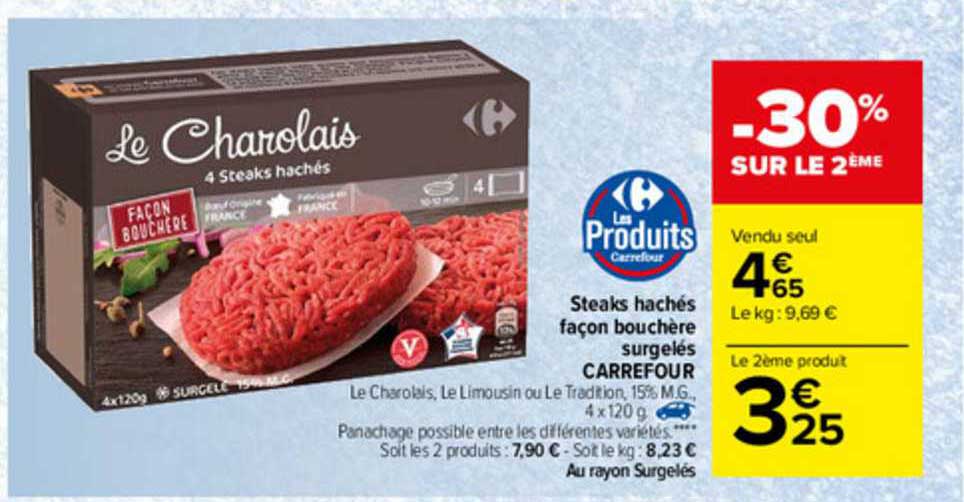 steaks hachés façon bouchère surgelés carrefour