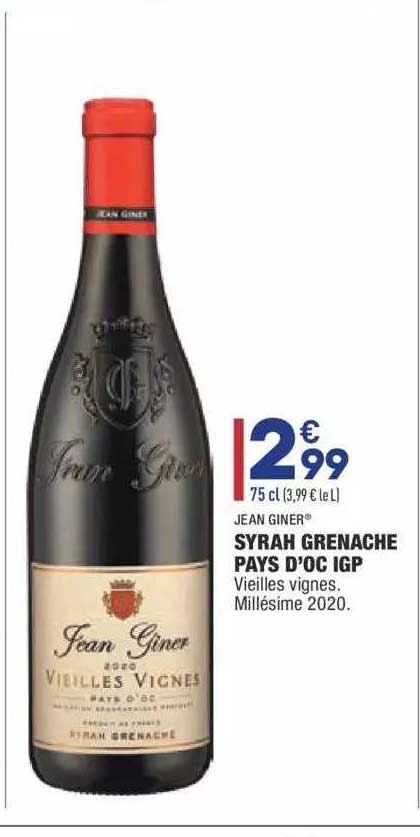 Syrah Grenache Pays D'oc Igp Jean Giner