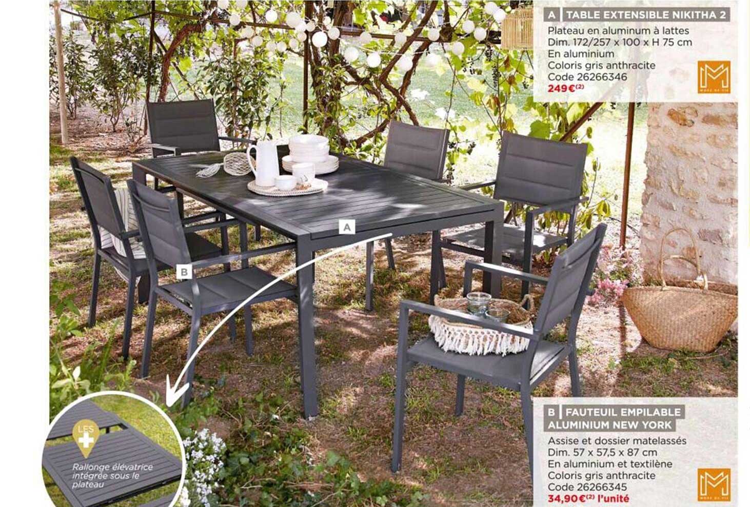 table extensible nikitha 2 fauteuil empilable aluminium new york