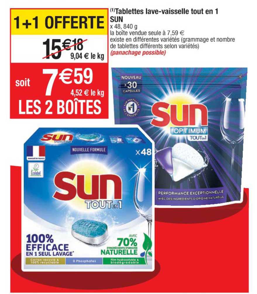 tablettes lave-vaisselle tout en 1 sun