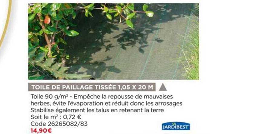 toile de paillage tissée 1,05 x 20 m jardibest