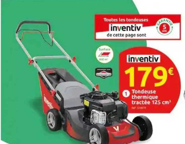 tondeuse thermique tractée 125 cm3 inventiv