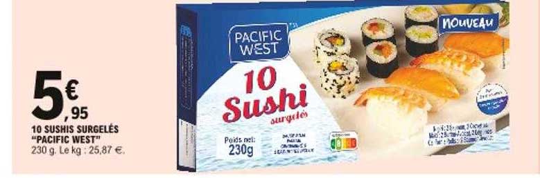 10 sushi surgelés "pacific west"