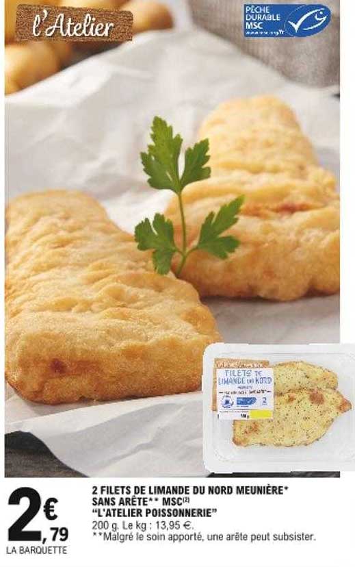 2 Filets De Limande Du Nord Meunière Sans Arête Msc "l'atelier Poissonnerie"