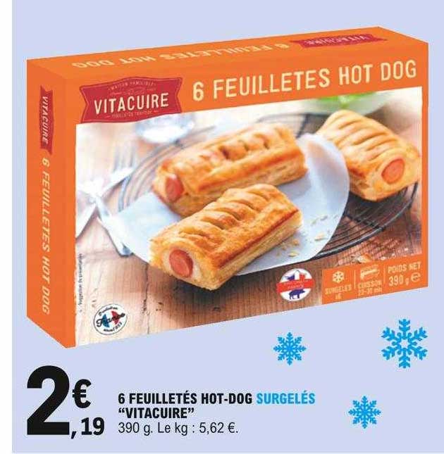 6 feuilletés hot-dog surgelés "vitacuire"