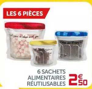 6 sachets alimentaires réutilisables