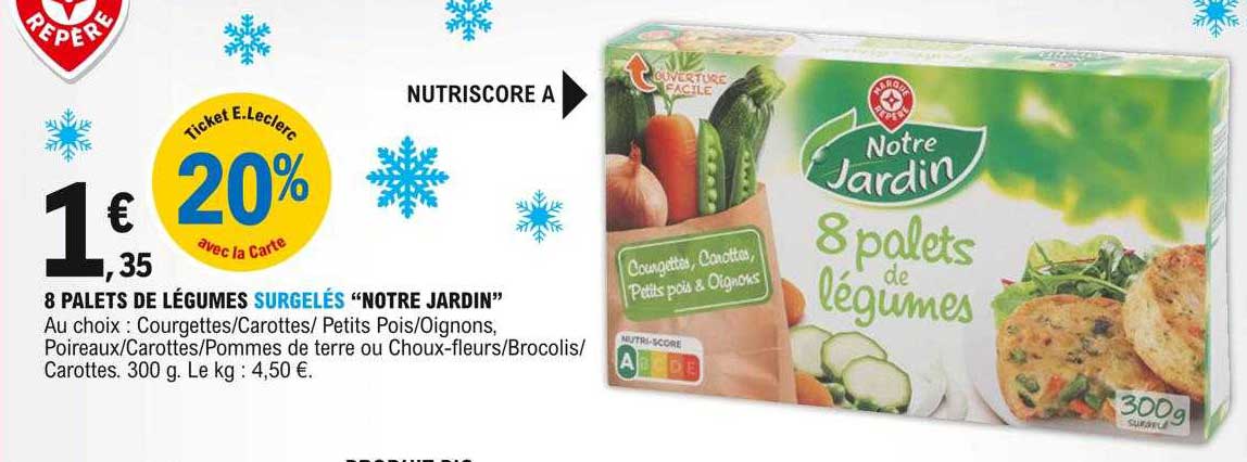 8 palets de légumes surgelés "notre jardin"
