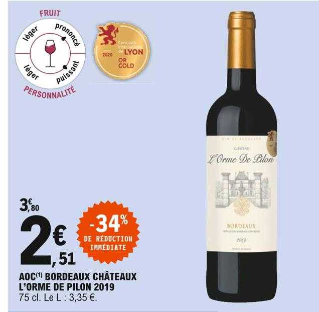 aoc bordeaux châteaux l'orme de pilon 2019