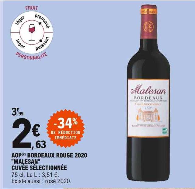 aop bordeaux rouge 2020 "malesan" cuvée sélectionnée