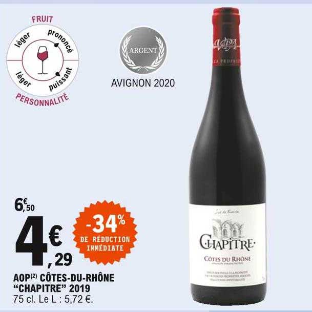 aop côtes-du-rhône "chapitre" 2019