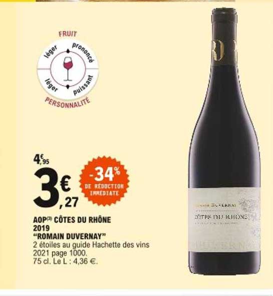 aop côtes du rhône 2019 "romain duvernay"