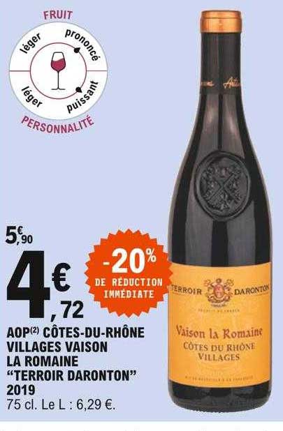 aop côtes-du-rhône villages vaison la romaine "terroir daronton" 2019