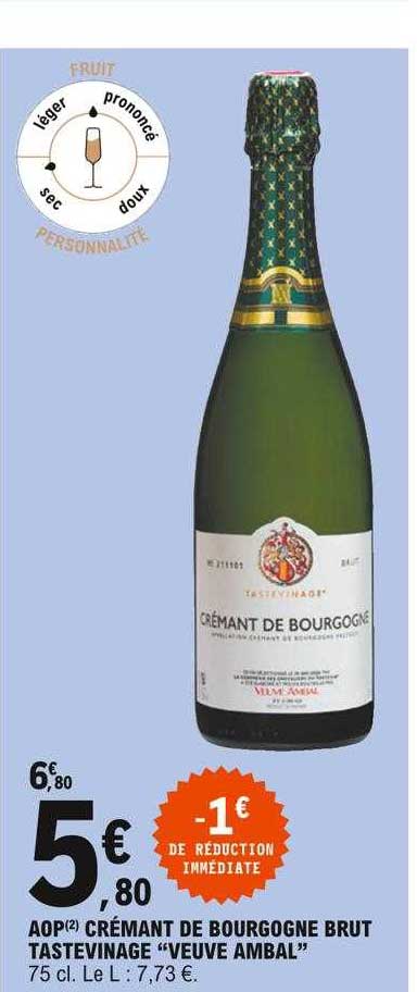 aop crémant de bourgogne brut tastevinage "veuve ambal"