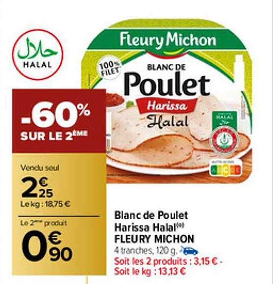 blanc de poulet harissa halal fleury michon