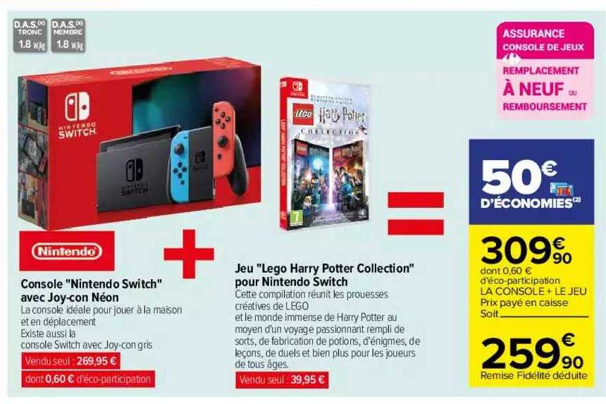 console "nintendo switch" avec joy-con néon + jeu "lego harry potter collection" pour nintendo switch