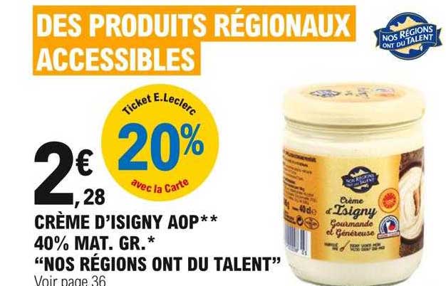 crème d'isigny aop 40% mat. gr. "nos régions ont du talent"