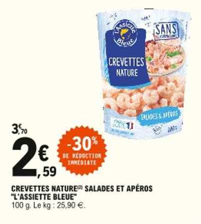 crevettes nature salades et apéros "l'assiette bleue"