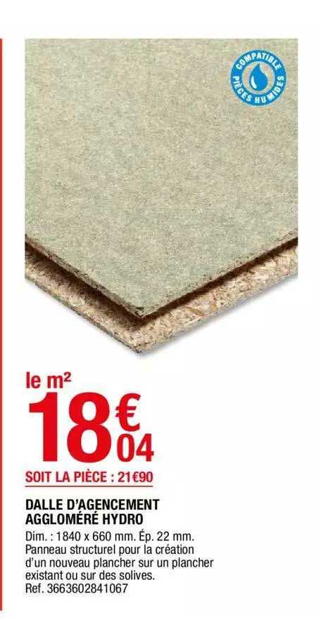 dalle d'agencement aggloméré hydro