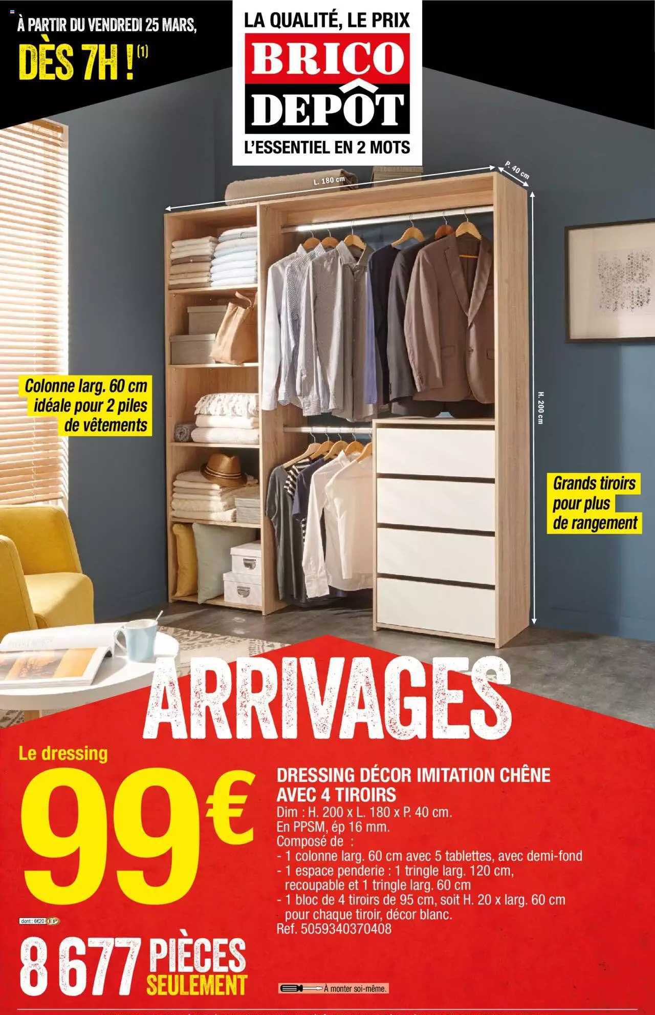 Dressing Décor Imitation Chêne Avec 4 Tiroirs