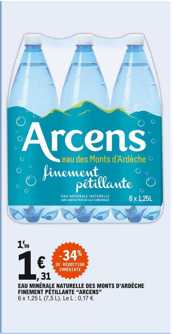 eau minérale naturelle des monts d'ardèche finement pétillante "arcens"