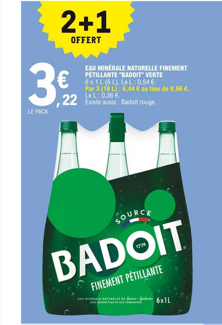 eau minérale naturelle finement pétillant "badoit" verte