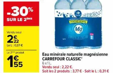 eau minérale naturelle magnésienne carrefour classic'
