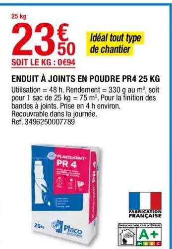 enduit à joints en poudre pr4 25 kg