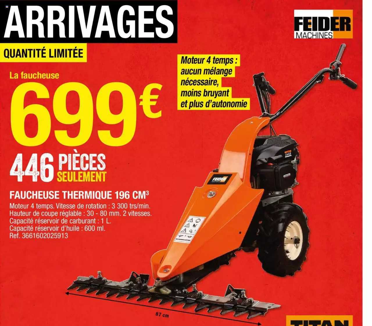 faucheuse thermique 196 cm3 feider