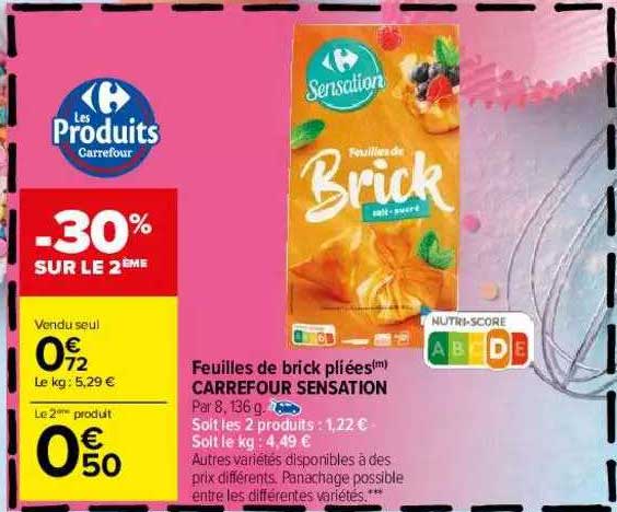 feuilles de brick pliées carrefour sensation