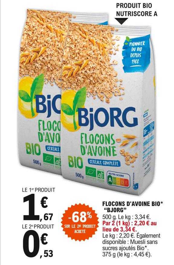 flocons d'avoine bio "bjorg"