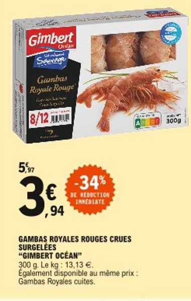 gambas royales rouges crues surgelées "gimbert océant"