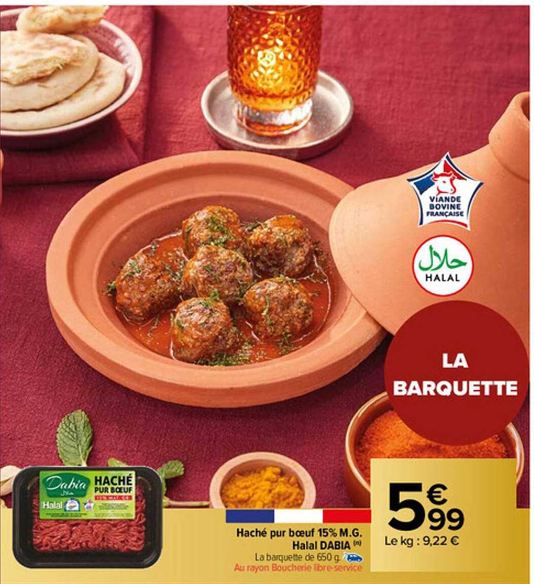 Haché Pur Bœuf 15% M.g. Halal Dabia