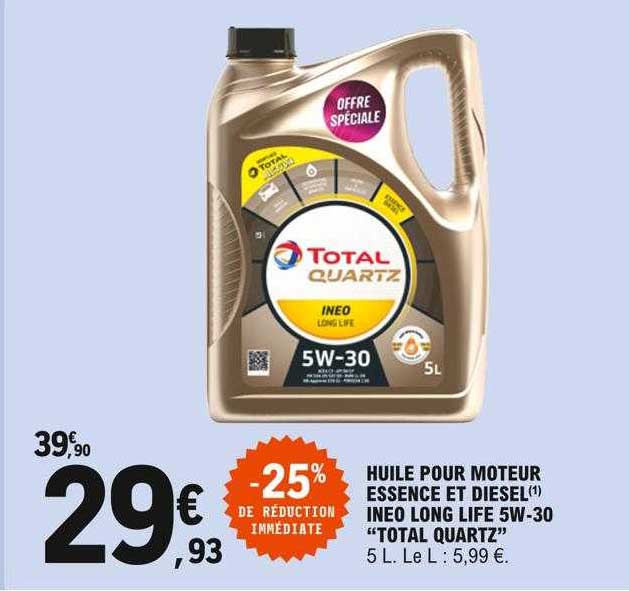 huile pour moteur essence et diesel ineo long life 5w-30 "total quartz"