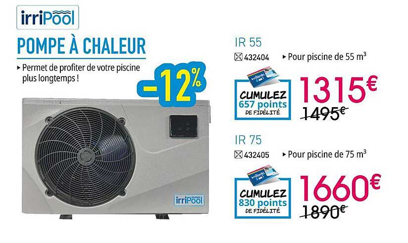 irripool pompe à chaleur ir55 ou ir75