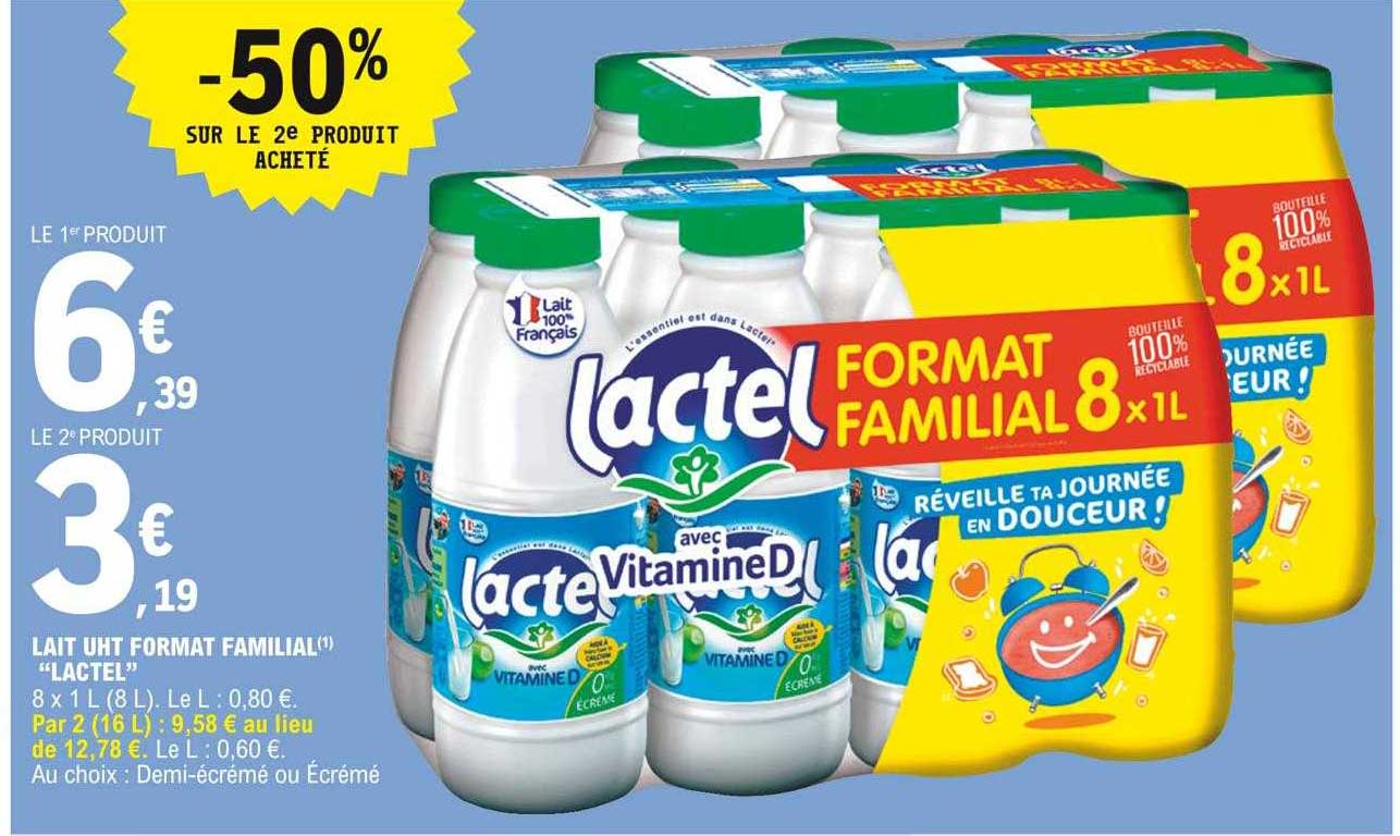 lait uht format familial "lactel"