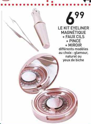 le kit eyeliner magnétique + faux cils + pince + miroir