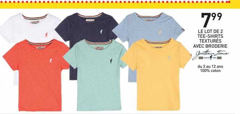 Le Lot De 2 Tee-shirts Texturés Avec Broderie